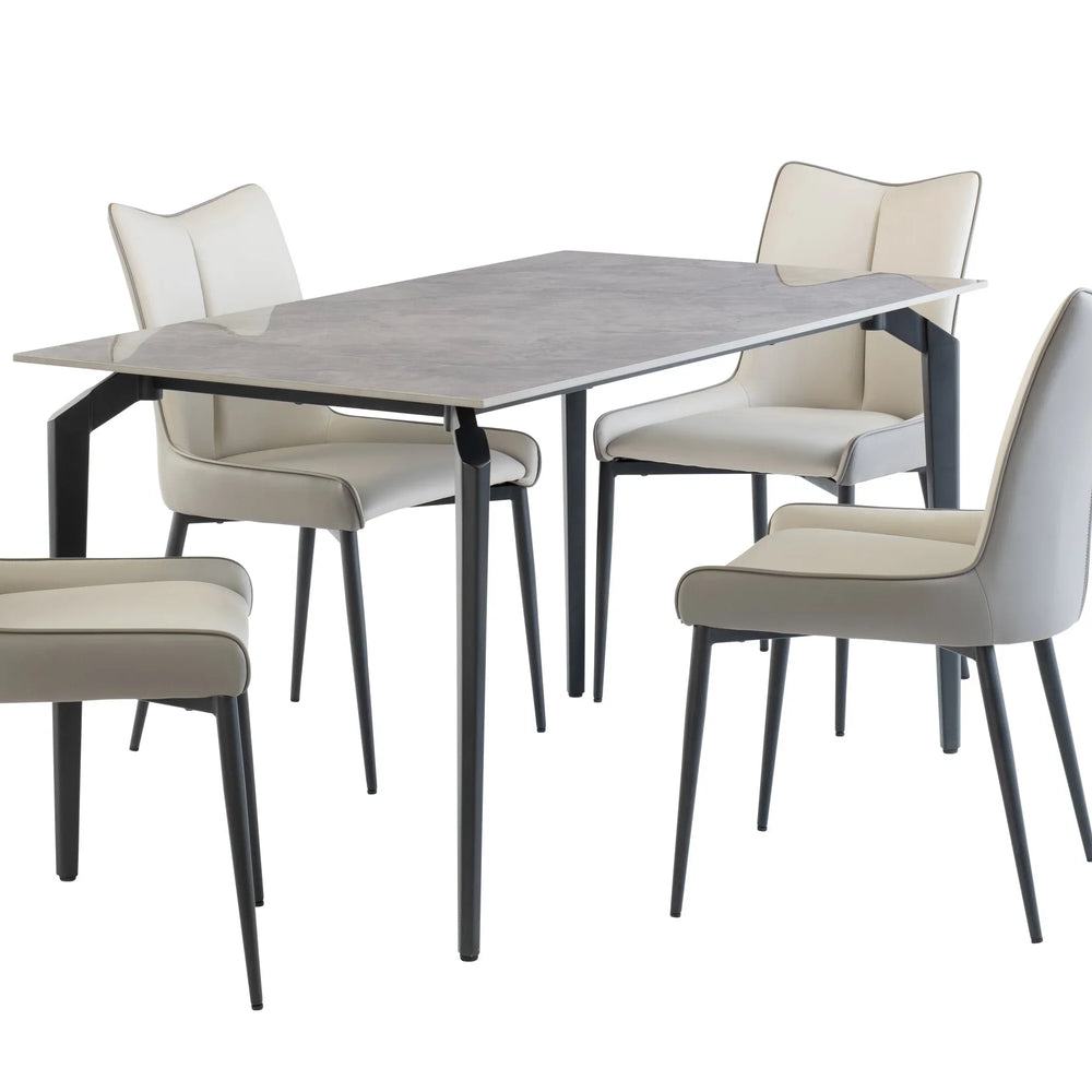 1.4m Marble Grey Dining Table with Black Legs - Stylish Modern Design