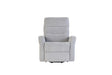 Silver grey fabric recliner armchair with padded backrest and armrests, front view