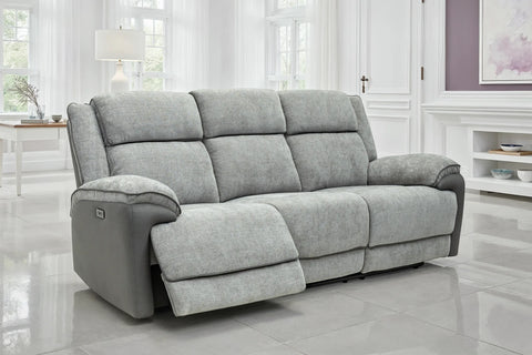 Marley Fabric Electric 3 Seater Recliner - Grey Mix