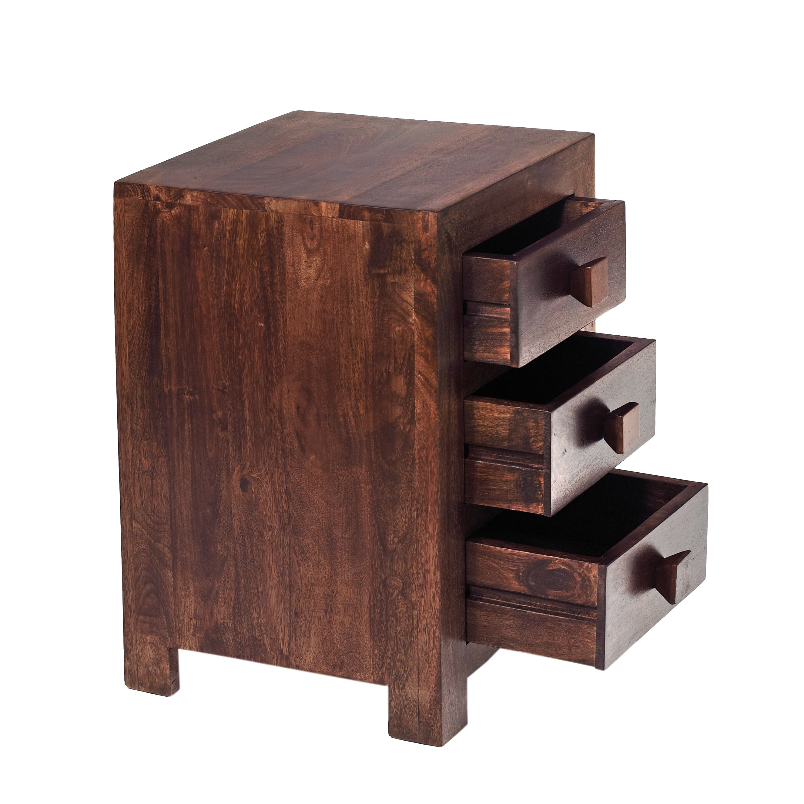 Toko Dark Mango 3 Drawer Bedside Table in solid wood