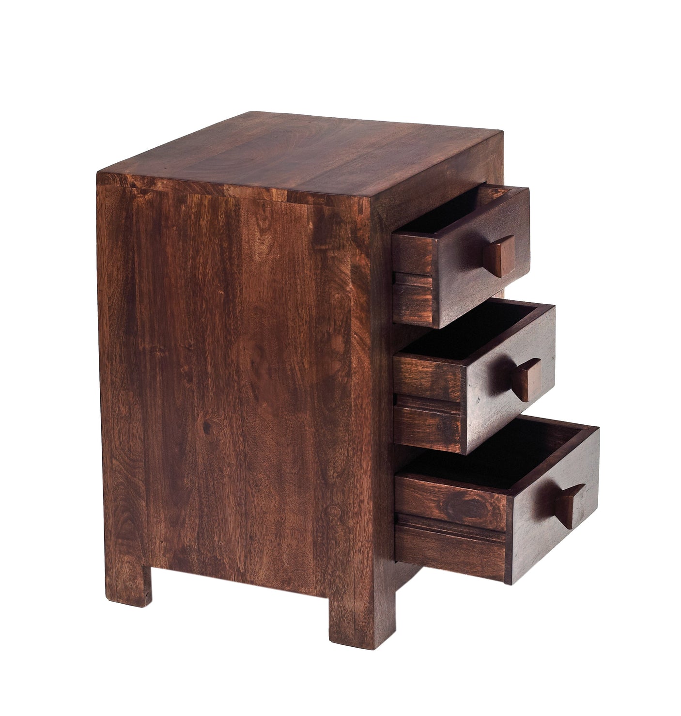 Toko Dark Mango 3 Drawer Bedside Table in solid wood