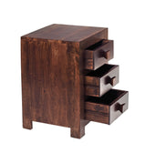 Toko Dark Mango 3 Drawer Bedside Table in solid wood