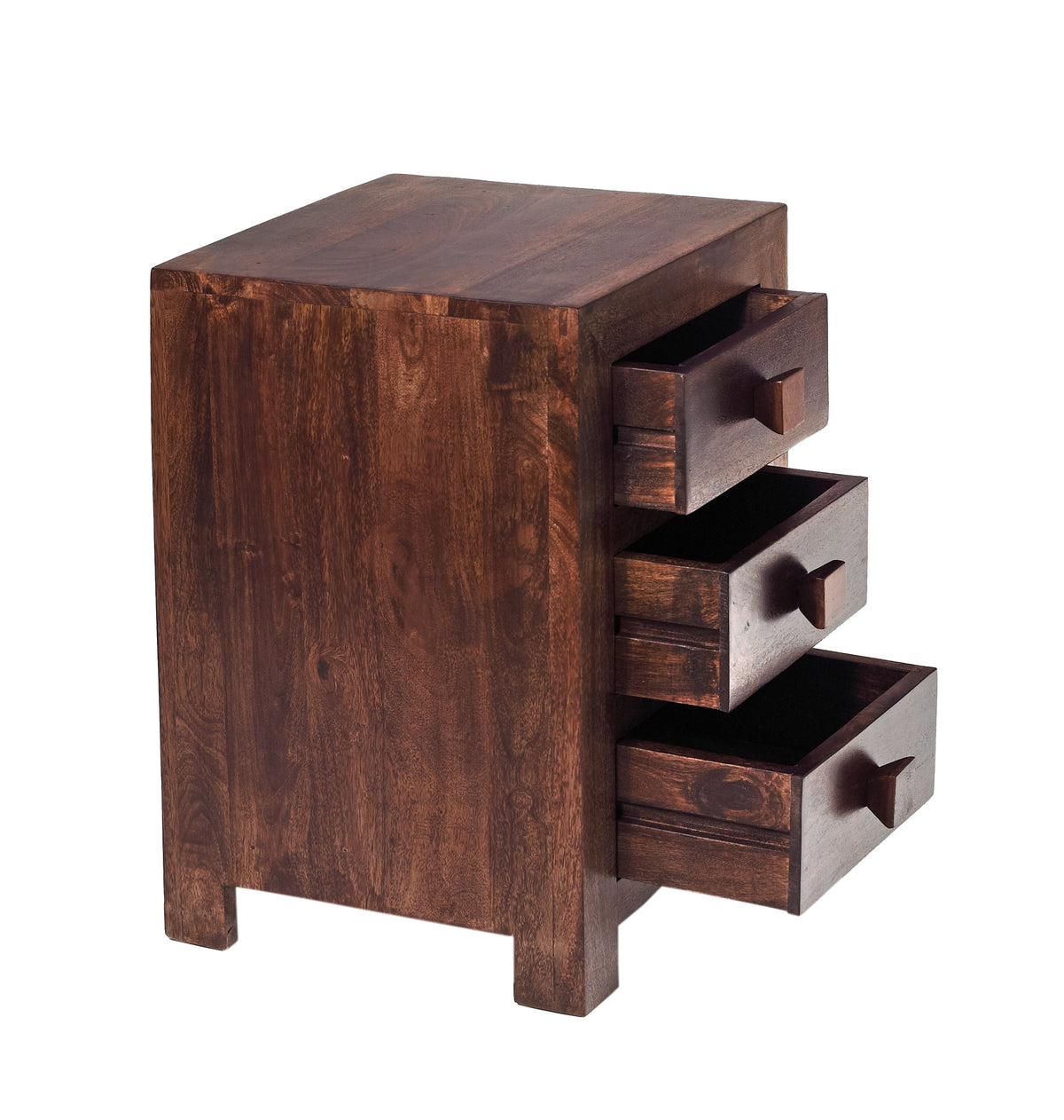 Toko Dark Mango 3 Drawer Bedside Table in solid wood