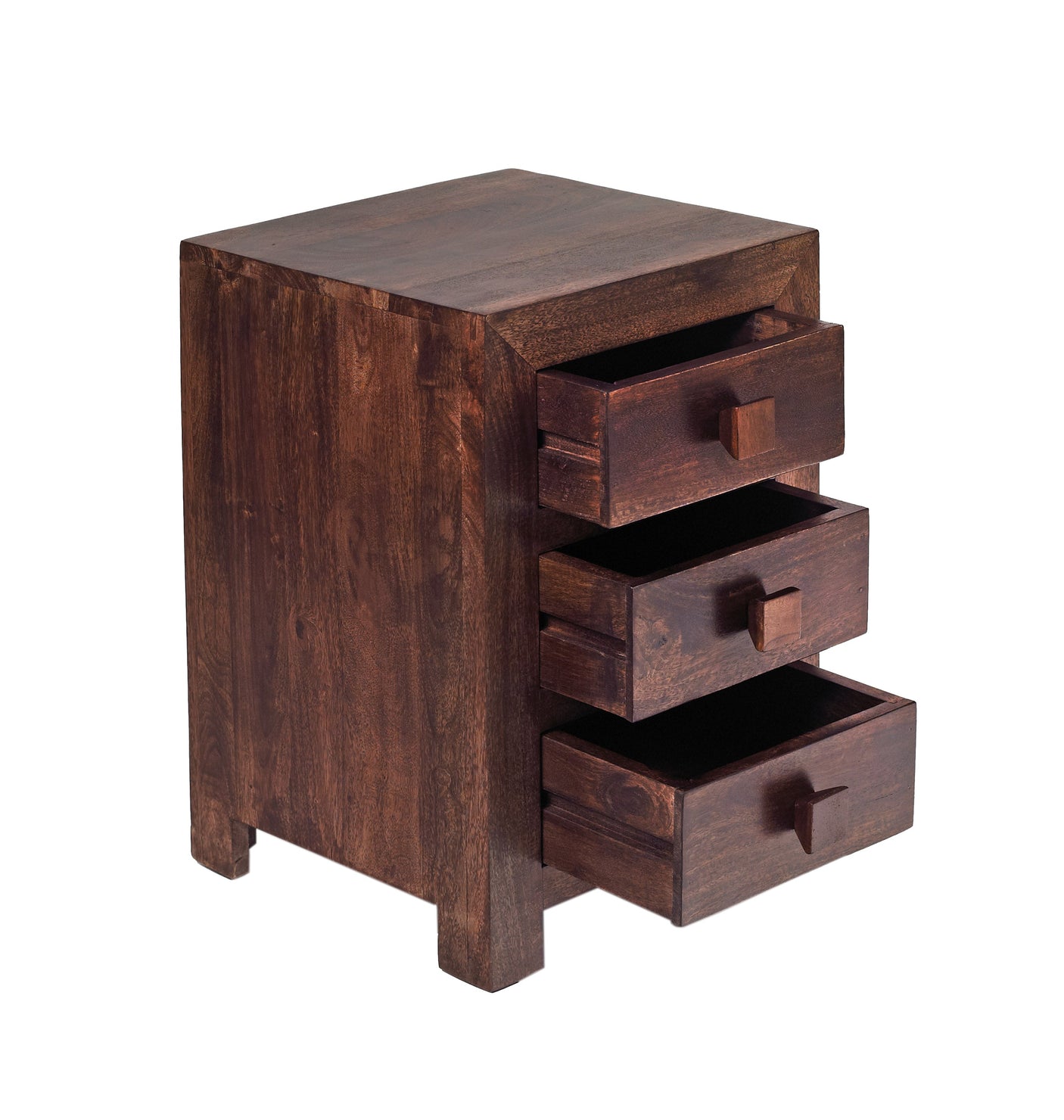 Toko Dark Mango 3 Drawer Bedside Table in solid wood