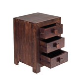 Toko Dark Mango 3 Drawer Bedside Table in solid wood