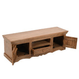 Artwork Mango wood TV cabinet with intricate front detail and whitewash finish