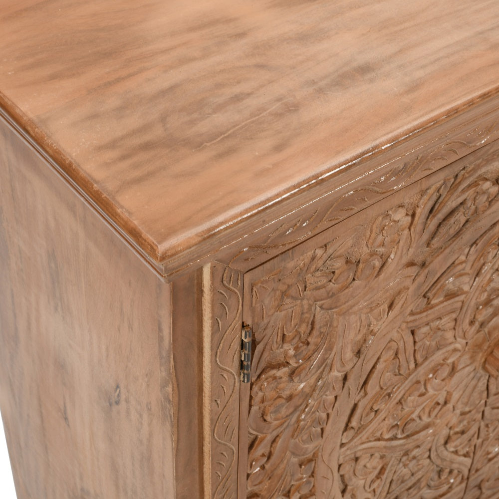 Handcrafted XL mango wood sideboard with intricate carving