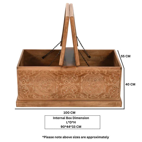 Artwork Mango Wood Coffee Table/Blanket Box - View 2