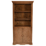 Handcrafted large corner bookcase made of mango wood with a whitewash finish