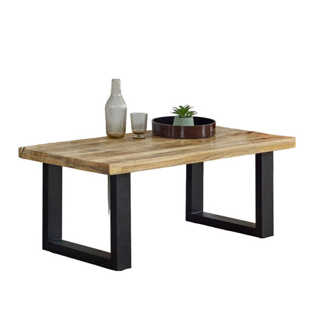 Surrey Solid Wood Coffee Table with Metal Legs in rustic finish