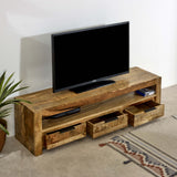Surrey solid wood large TV cabinet with 3 drawers, rustic finish