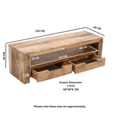 Surrey Solid Wood TV Stand with 2 drawers in rustic finish