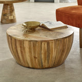 Surrey solid wood drum coffee table made from eco-friendly mango wood