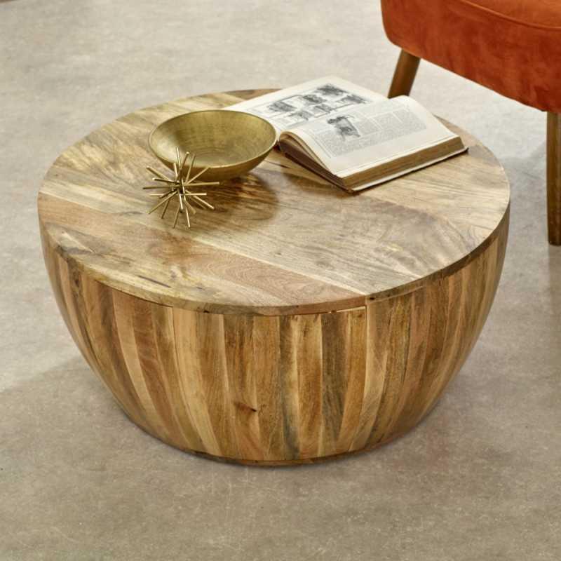 Surrey Solid Wood Drum Coffee Table - View 2