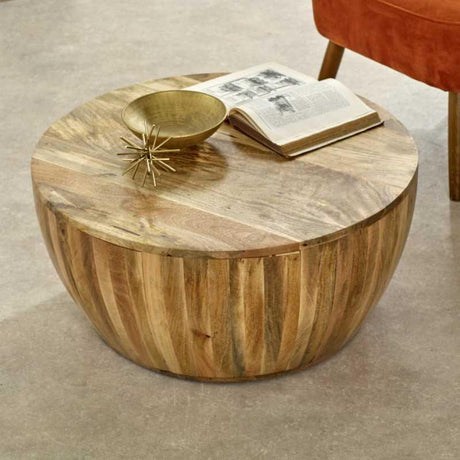 Surrey Solid Wood Drum Coffee Table - View 2