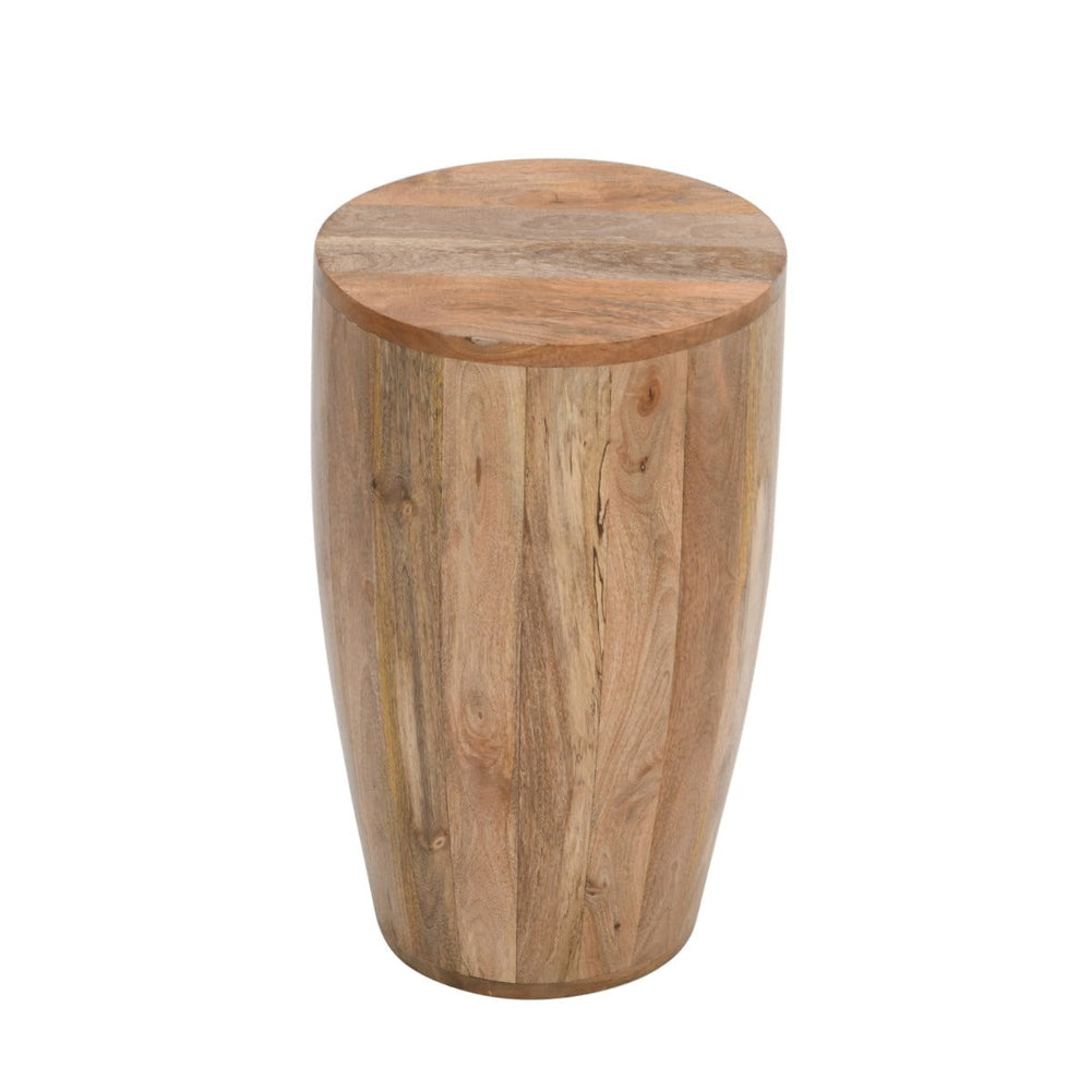 Surrey Solid Wood Drum Side Table made from eco-sourced mango wood