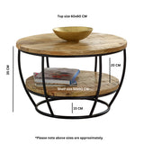 Surrey solid wood and metal coffee table with shelf, featuring a natural finish and sturdy design