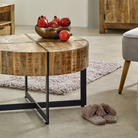 Surrey solid wood coffee table with metal legs in rustic style