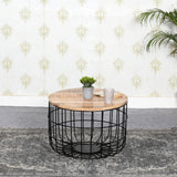Surrey solid wood and metal wire coffee table in a stylish living room