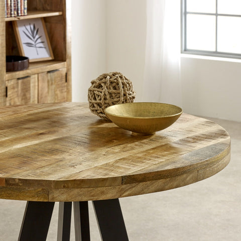 Surrey Round Dining Table made of mango wood with metal legs