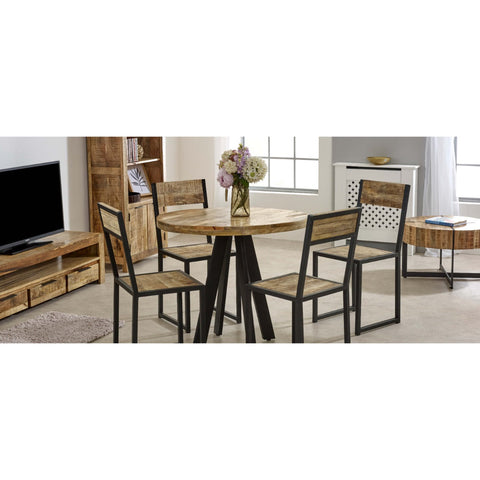 Surrey Round Dining Table made of mango wood with metal legs
