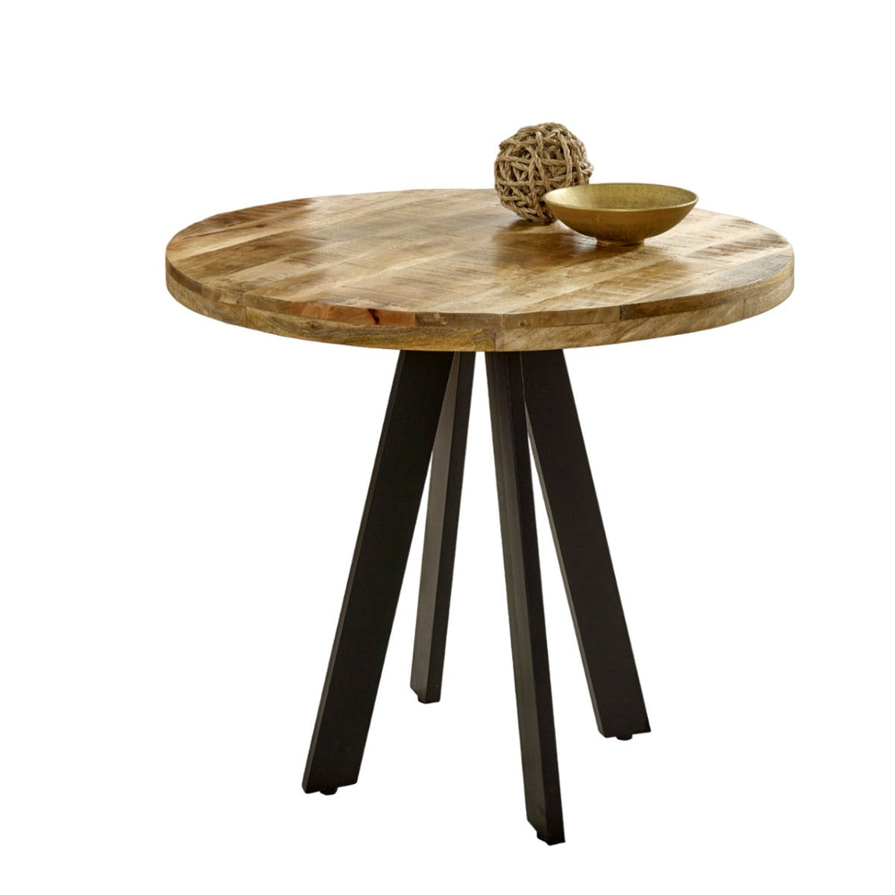 Surrey Round Dining Table made of mango wood with metal legs