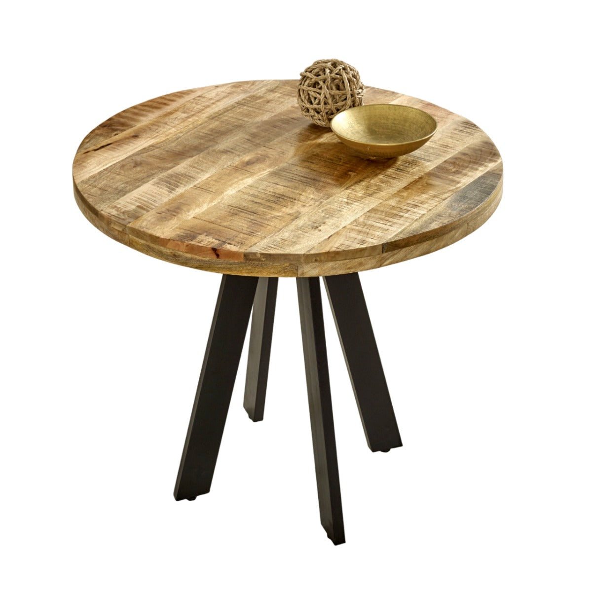 Surrey Round Dining Table made of mango wood with metal legs