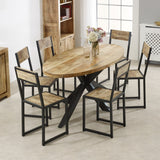 Surrey solid wood oval dining table with metal legs, rustic style