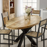 Surrey solid wood oval dining table with metal legs, rustic style