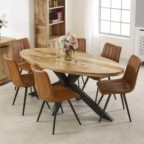 Surrey Solid Wood & Metal Oval Dining Table 6-8 Seater - View 2