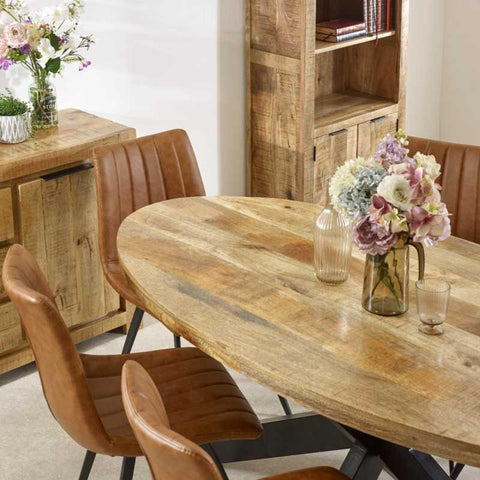 Surrey Solid Wood & Metal Oval Dining Table 6-8 Seater - View 4
