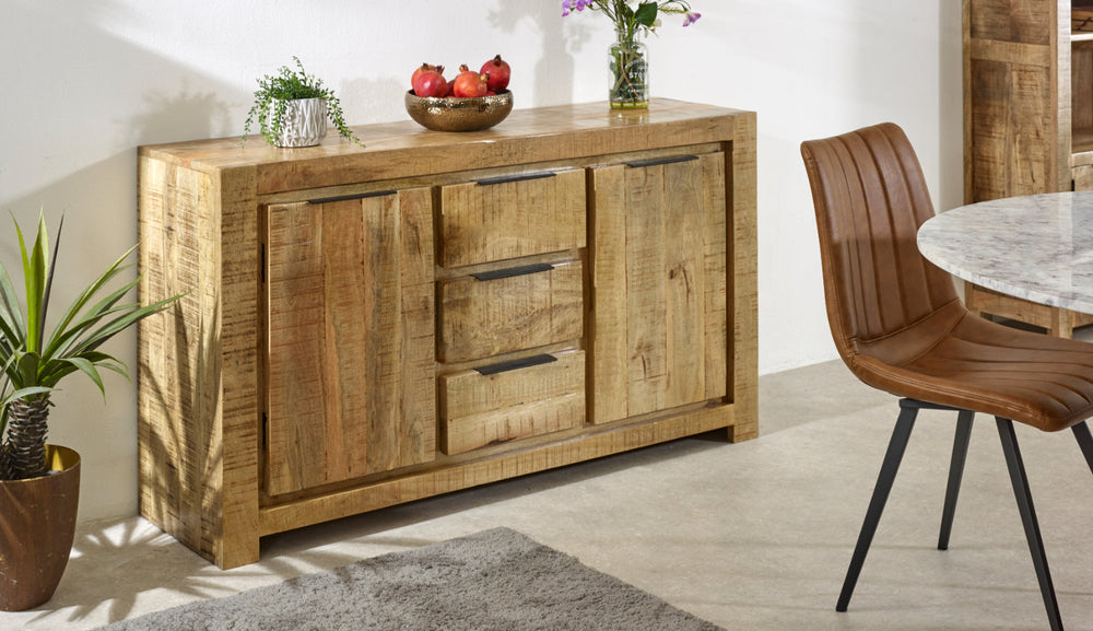 Surrey solid wood large sideboard with 2 doors and 3 drawers in rustic finish