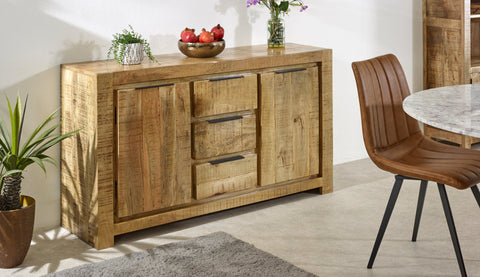 Surrey solid wood large sideboard with 2 doors and 3 drawers in rustic finish
