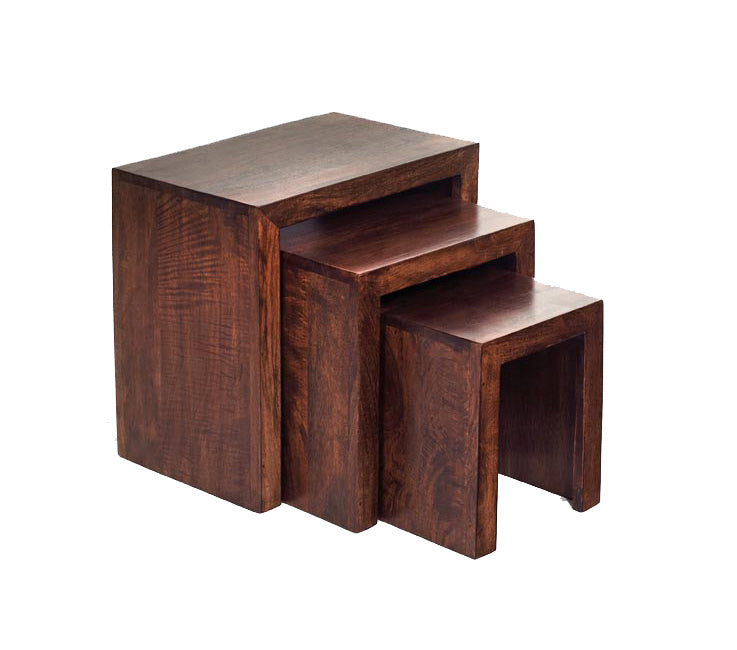 Toko Dark Mango Nest of 3 Tables made from solid mango wood