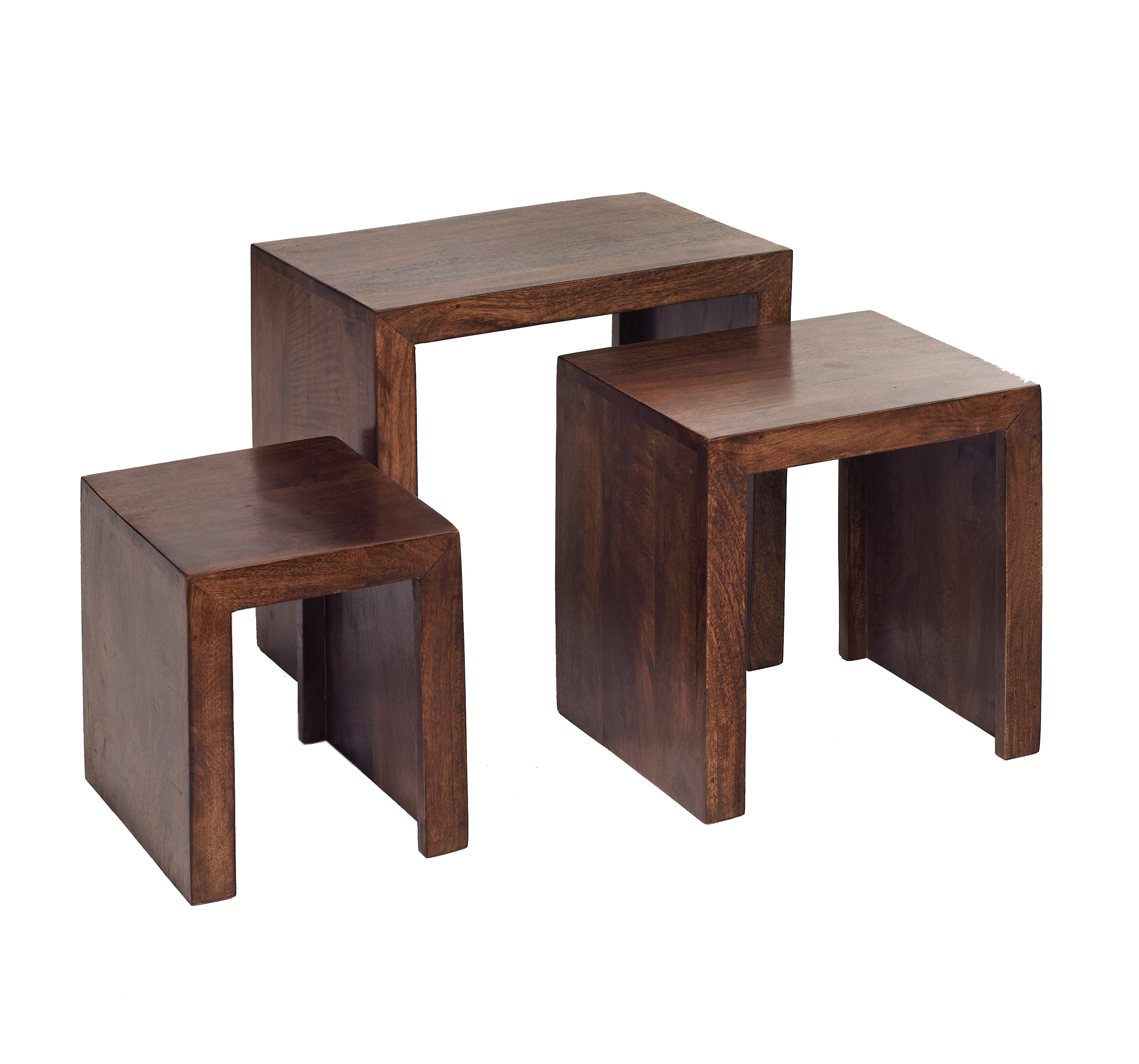 Toko Dark Mango Nest of 3 Tables made from solid mango wood