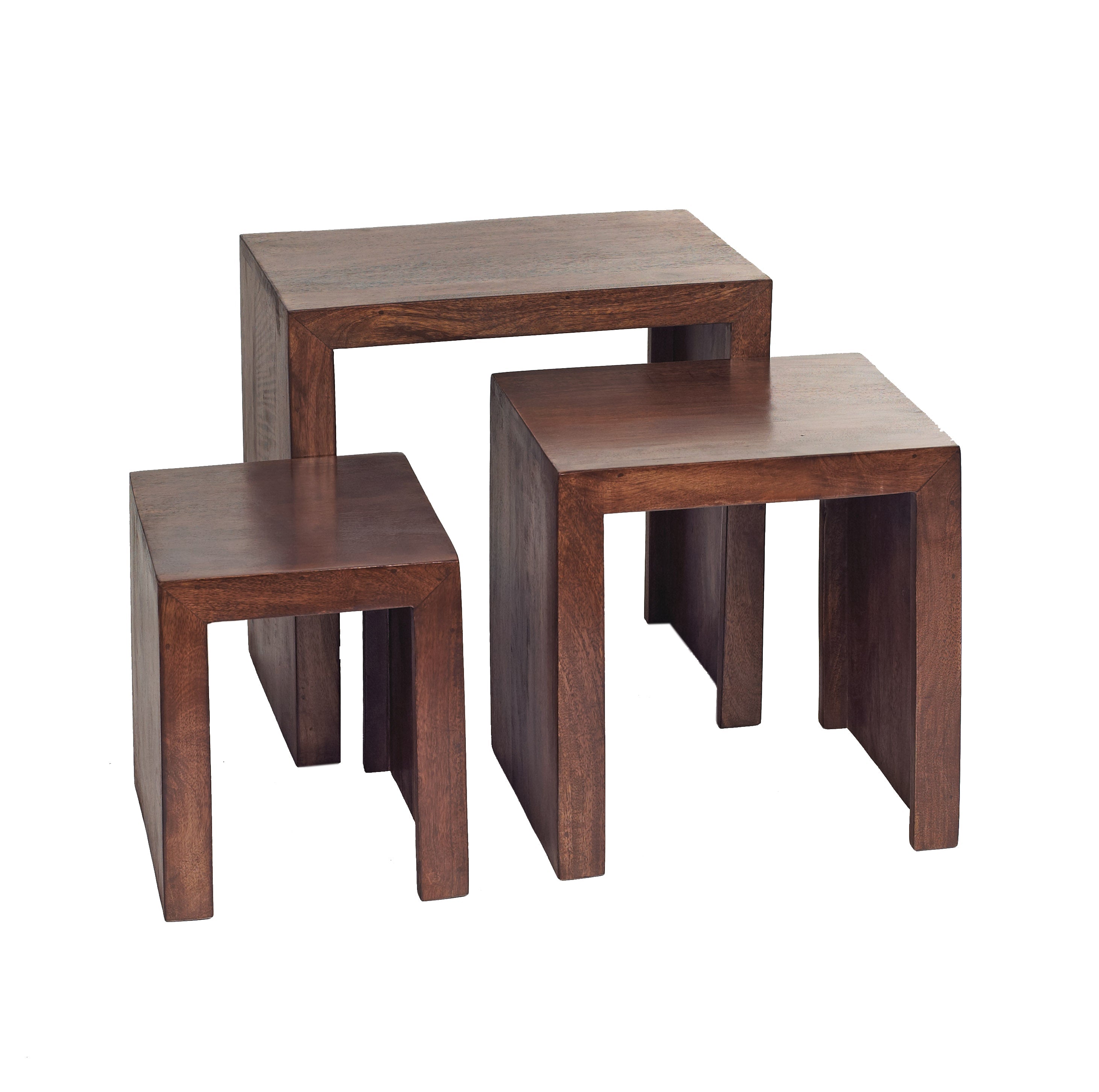 Toko Dark Mango Nest of 3 Tables made from solid mango wood
