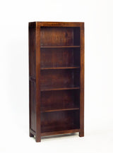 Large open bookcase made from solid dark mango wood