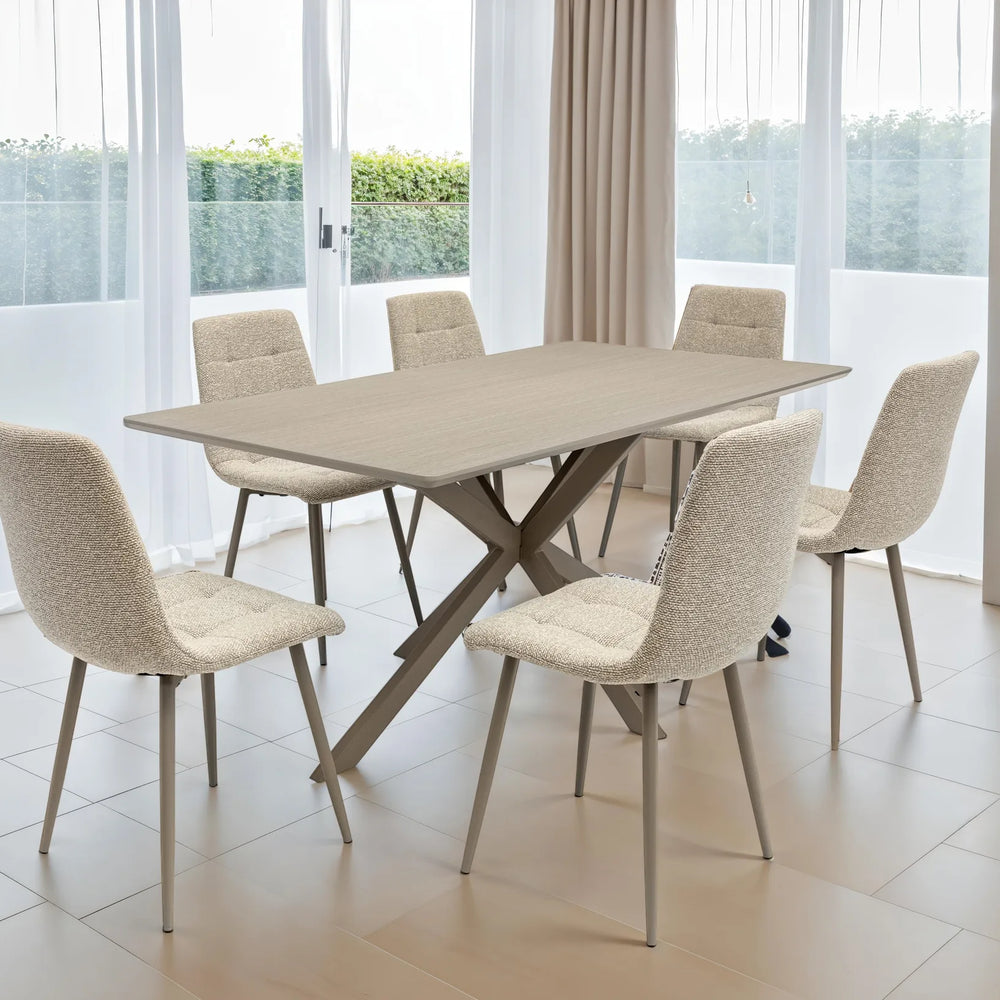 Modena 1.6m Dining Table - Grey Melamine / Taupe Leg