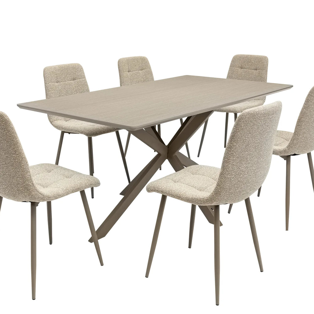 Modena 1.6m Dining Table - Grey Melamine / Taupe Leg