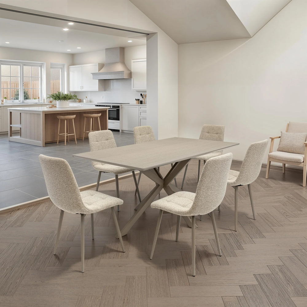Modena 1.6m Dining Table - Grey Melamine / Taupe Leg