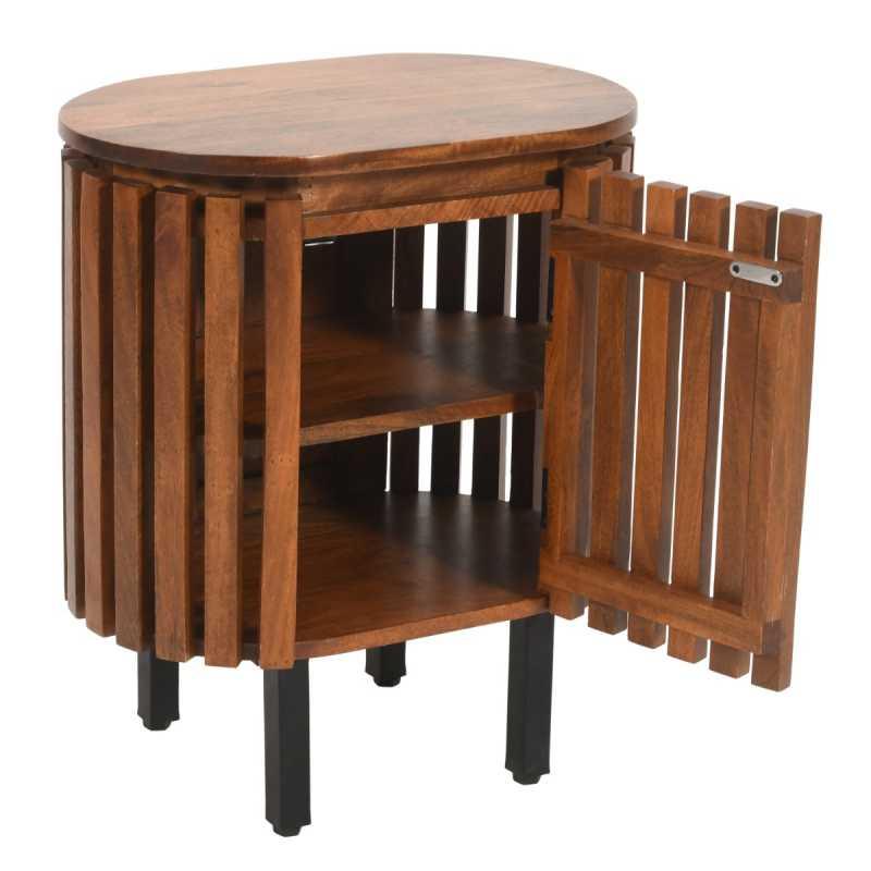 Slatted Mango Wood Bedside Table - View 3