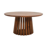 Slatted Mango Wood Round Coffee Table - View 2