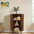 Premium slatted mango wood bookcase with metal legs