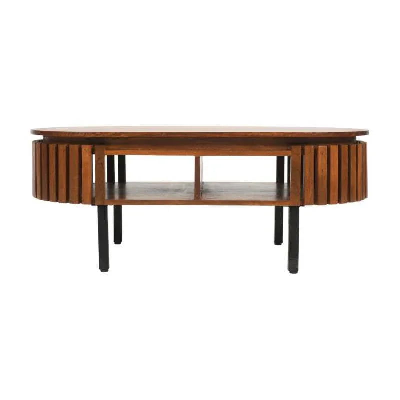 Slatted Mango Wood Coffee Table Rectangular - View 3