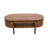 Slatted Mango Wood Coffee Table Rectangular - View 2