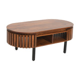 Premium slatted mango wood coffee table with metal legs