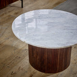 Opal coffee table made of mango wood with a natural marble top