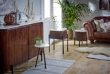 Opal Mango Wood side table with elegant marble top and metal legs