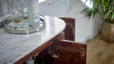 Opal solid wood sideboard with marble top and metal legs