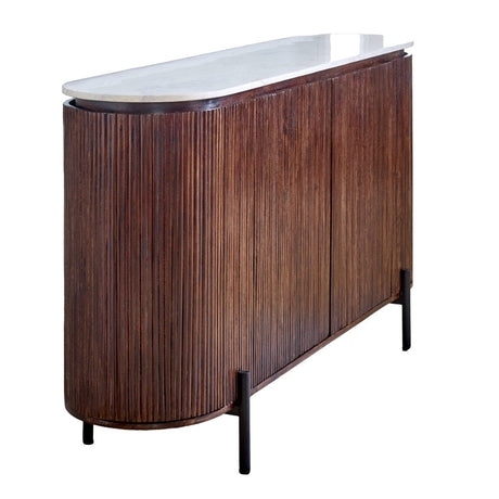 Opal mango wood sideboard with marble top and metal legs